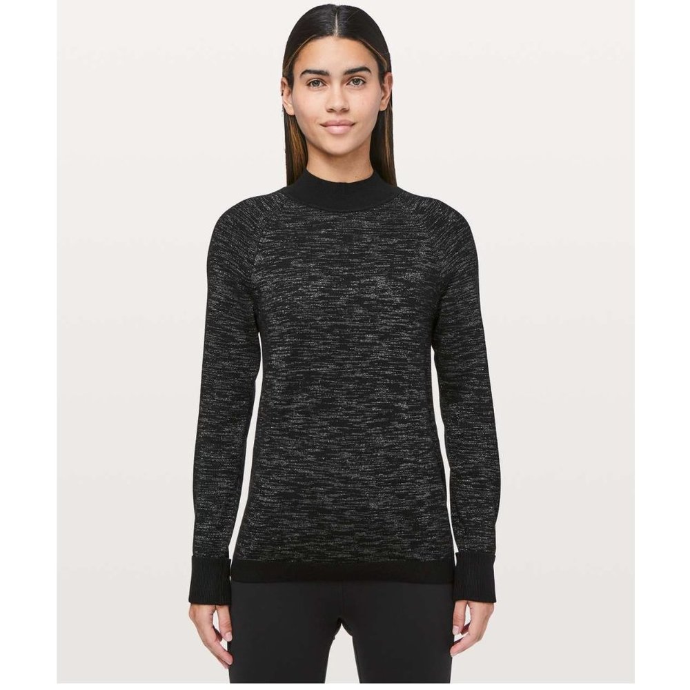 Lululemon Soft Shine Sweater / Size 8 / Black Steel Grey Metallic Cashlu